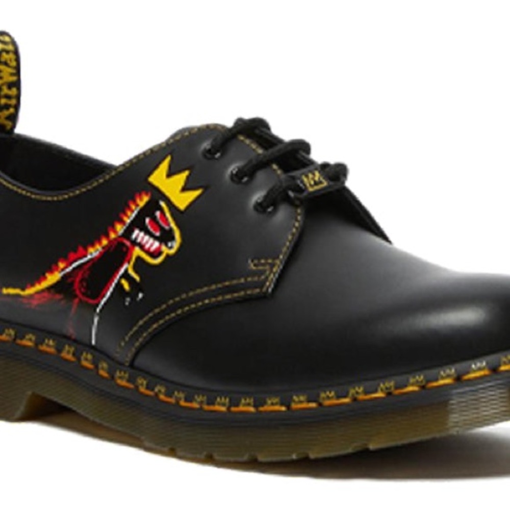 Dr. Martens Black and Yellow Graphic Oxfords